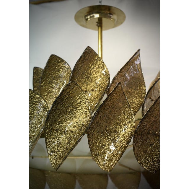 Mid-Century Chandelier and Pendant in Murano Round Gold Art Glass and Brass For Sale - Image 6 of 10