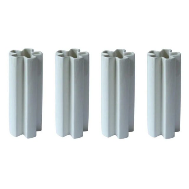 Set of 4 Medium White Ceramic KYO Star vases by Mazo Design Dimensions: D 8 x H 19 cm Materials: Glazed Ceramic. Both...