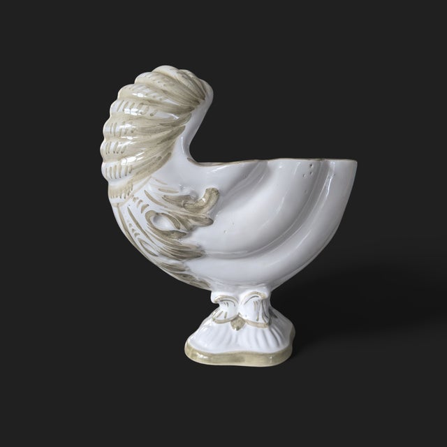 Ceramic Vintage Italian Neoclassical Nautilus Shell Ceramic Planter For Sale - Image 7 of 15