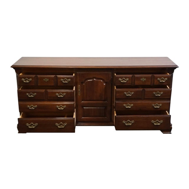 Wood Thomasville Furniture Collector's Cherry Traditional Style 72" Triple Door Dresser For Sale - Image 7 of 15