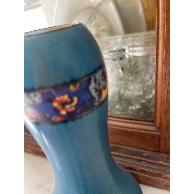 1920s Lovely Saturated European Painted Floral Band Vase For Sale In Sacramento - Image 6 of 12