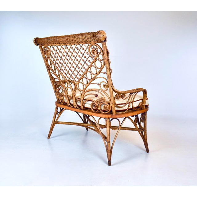 Antique American Victorian Wicker and Caned Settee or Courting Bench For Sale - Image 9 of 12