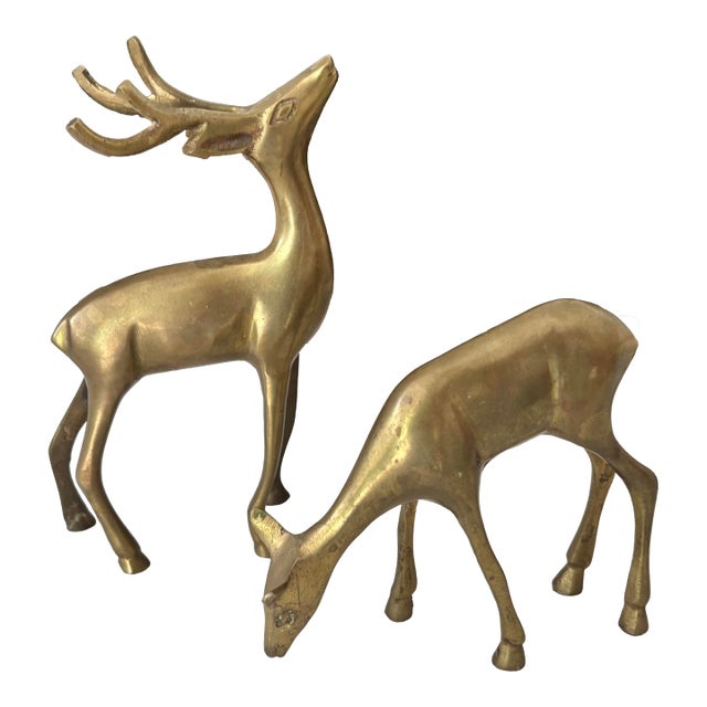 Vintage Brass Reindeer- a Pair For Sale