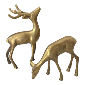 Vintage Brass Reindeer- a Pair
