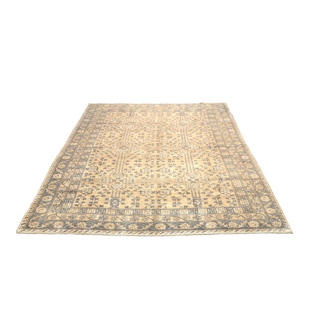 2010s 10x14 Afghan Hand-Knotted Samarkand Khotan Pomegranate Wool Rug in Gold & Grey For Sale - Image 5 of 9