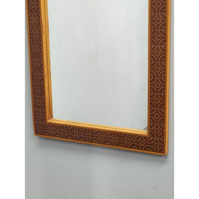 Danish Pine and Ceramic Tile Wall Mirror, 1960s For Sale - Image 9 of 12