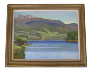 Late 20th Century "Colbalt Water" Oil Painting by Gayle Crites, Framed