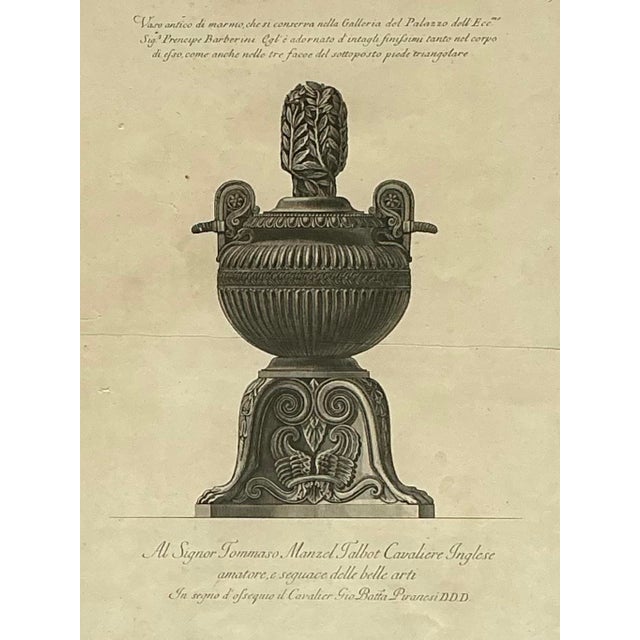 Wood Vintage Italian Monumental Giovanni Batista Piranesi Urn Print For Sale - Image 7 of 12