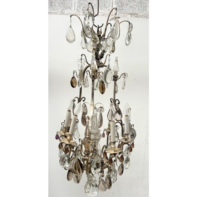 Louis XV Style Cage Chandelier with Pendants, Late 19th Century For Sale - Image 4 of 16
