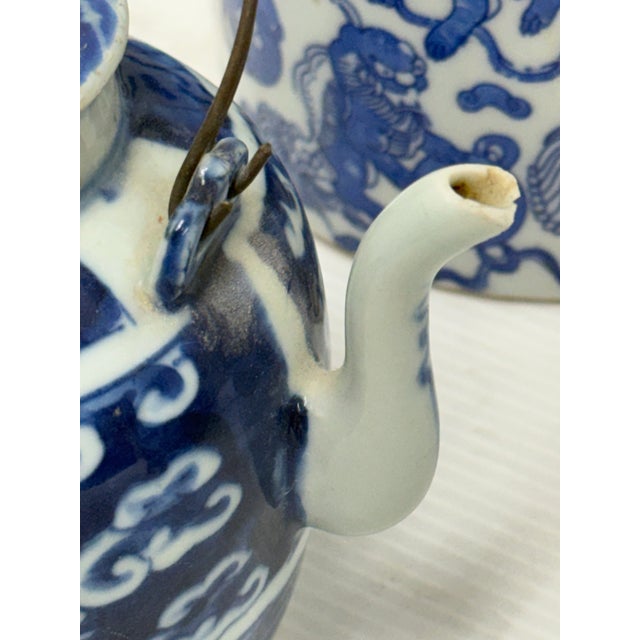 Early 20th Century Chinese Export Blue & White Porcelain Teapots, Set of Four For Sale - Image 11 of 12