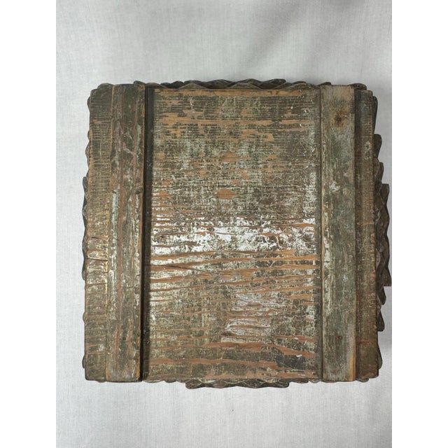 Wood Antique European Tramp Art Lidded Solid Wood Decorative Box For Sale - Image 7 of 10
