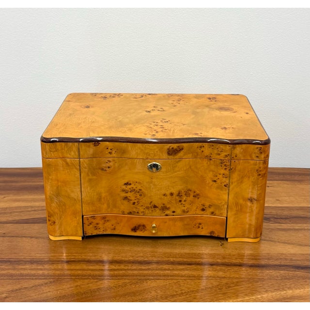 Vintage Thompson & Co Burl Wood Humidor With Drawer For Sale - Image 4 of 9