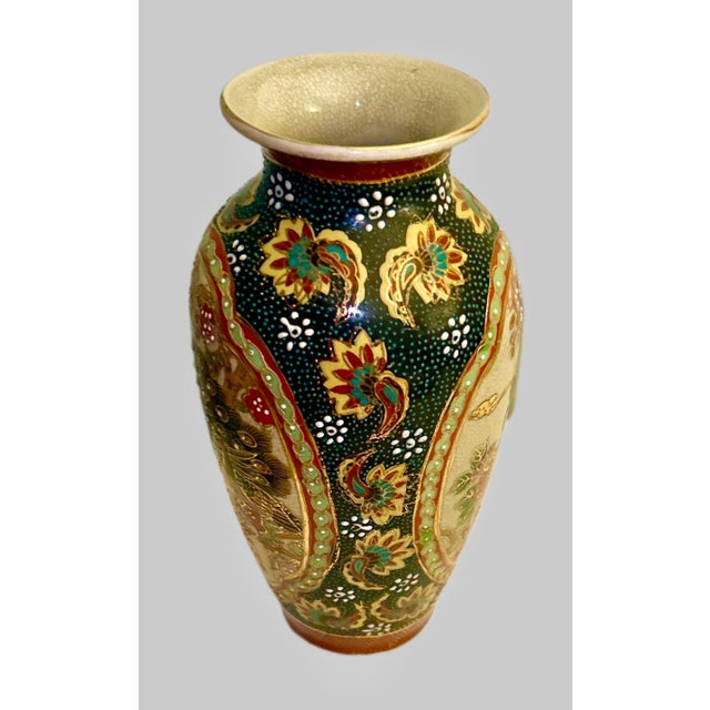 Japanese Vintage Asian Moriage Style Vase For Sale - Image 3 of 6