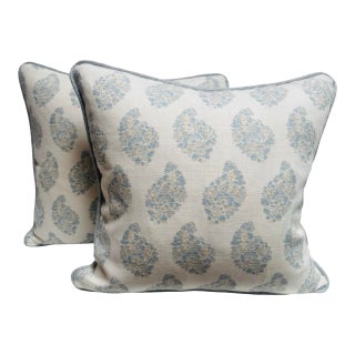 Pair of Elizabeth Eakins Kendli Block Print Pillows For Sale