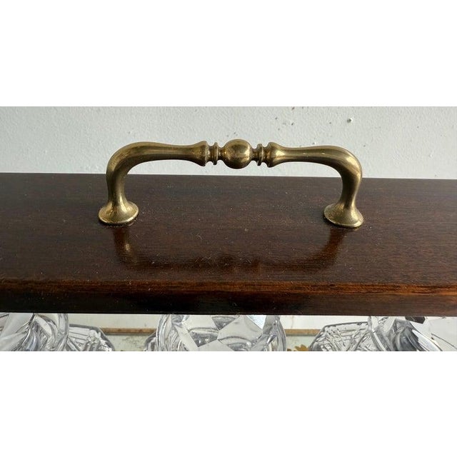 Victorian Tantalus Decanter Set: Crystal, Oak & Brass Hardware For Sale - Image 16 of 18