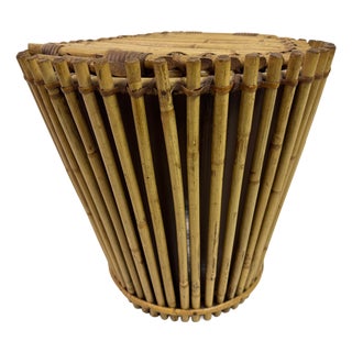 Italian Bamboo Waste Paper Bin, 1970s For Sale
