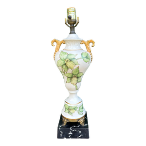 Vintage Palm Beach Regency Hand Painted Green Orchid Lamp