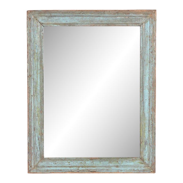 Antique Indian Painted Teakwood Mirror For Sale