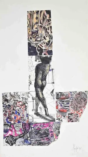 Alberto Inglesi, Surreal Composition, Mixed Media on Paper, 1996