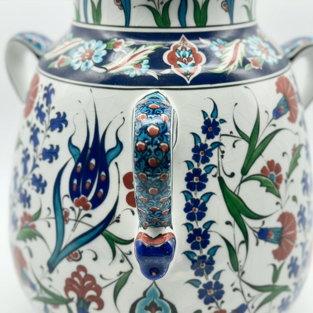 Handmade Ceramic Kandil Vase (50cm) Classic White Triple Handled Floor & Table Decor For Sale - Image 4 of 9