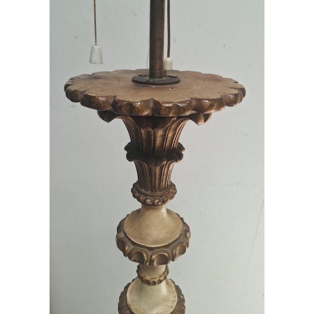 Mid 20th Century Vintage Italian Carved & Giltwood Floor Lamp For Sale - Image 5 of 10