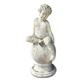 Nude Stone Seated Cherub, 1910s For Sale