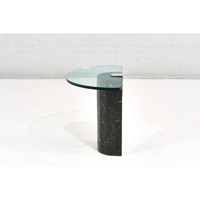 Italian Marble Brass and Glass Side Table by La Rosa, 1960 For Sale - Image 4 of 9