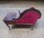 Telephone Table Seat + Drawer Vintage Furniture Victorian-Style, Red Velvet For Sale - Image 4 of 5