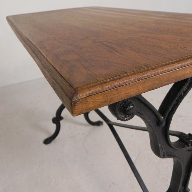 Bistro Table with Oak Top on a Cast Iron Frame, 1930s For Sale - Image 14 of 18