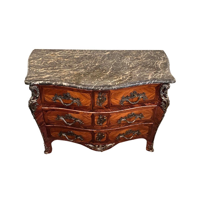 Mid 18th Century Signed Jb Hedouin Paris Régence Bronze-Mounted Rosewood Tombeau Commode For Sale - Image 4 of 15