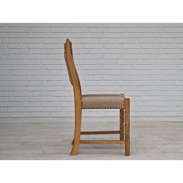 Danish Dinning Table and Chairs in Oak and Wool, 1970s, Set of 5 For Sale - Image 14 of 18