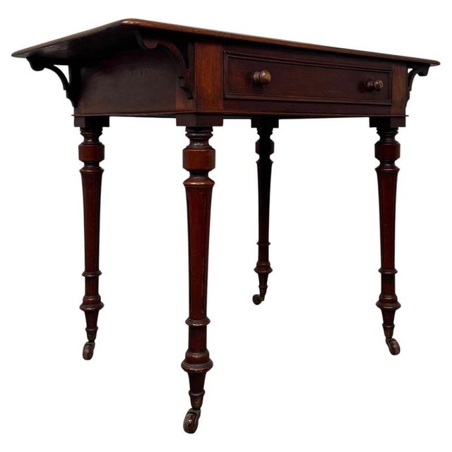 19th Century English Freestanding Mahogany Writing Table For Sale - Image 9 of 12