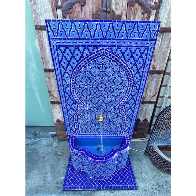2020s Royal Blue Mosaic Tile Fountain For Sale - Image 5 of 10