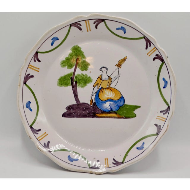 Antique French Moustiers Plate For Sale - Image 9 of 9