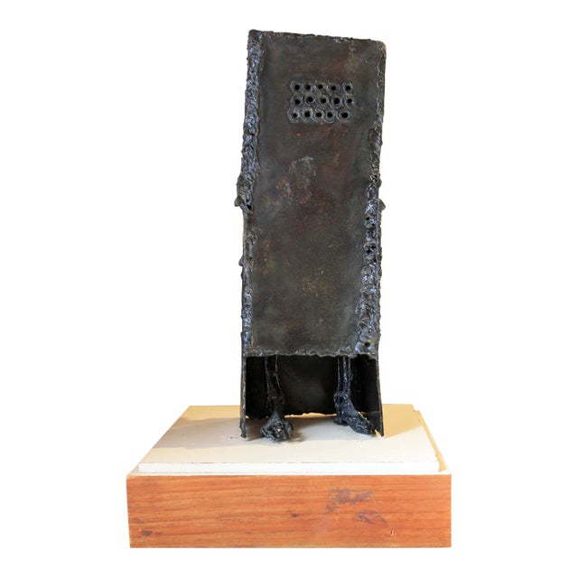 1960s Modern Brutalist Metal Sculpture of an Abstract Skeletal Figure in a Locker by Bob Fowler For Sale