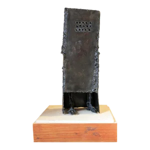 1960s Modern Brutalist Metal Sculpture of an Abstract Skeletal Figure in a Locker by Bob Fowler