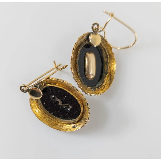 Metal 19th Century Victorian Jewelry Suite Set With Earrings and Brooch Pin, Grape Motif For Sale - Image 7 of 8