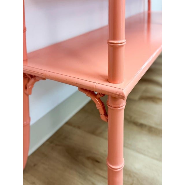 Vintage Console Table Thomasville Allegro Style Pink Faux Bamboo Hollywood Regency For Sale - Image 12 of 14