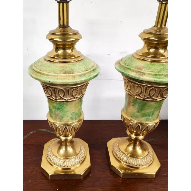 1970s Vintage Ethan Allen Table Lamps Brass Pair For Sale - Image 5 of 9