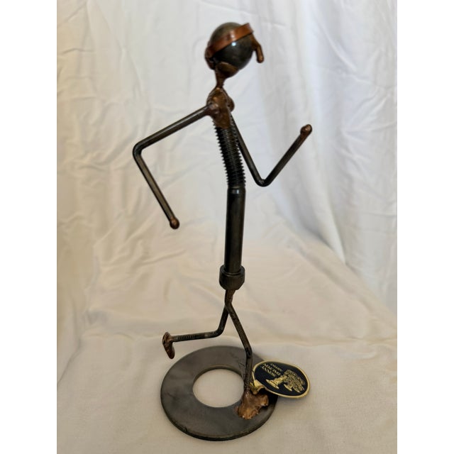 Folk Art Vintage Sonny Dalton Signed Found-Metal Runner Sculpture With Original Tag For Sale - Image 3 of 7