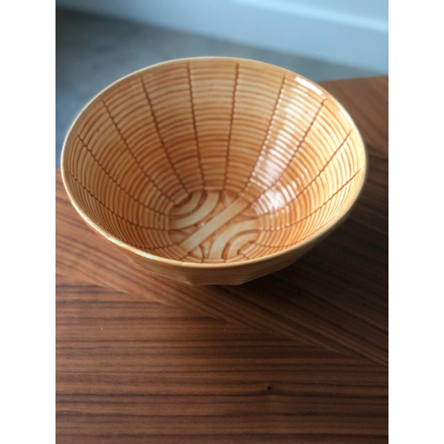 Mediterranean Vintage Portuguese Ceramic Basket Weave Serving Bowl For Sale - Image 3 of 7