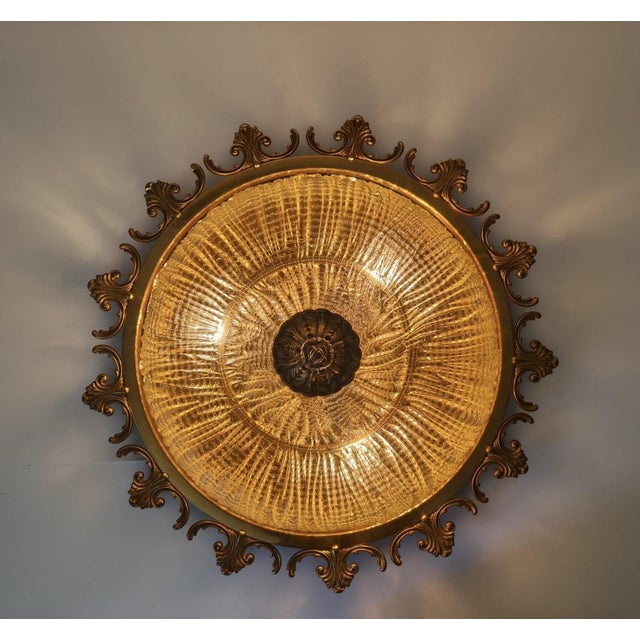Mid-Century Modern Ornate Textured Glass Flush Mount, 1960s For Sale - Image 14 of 18