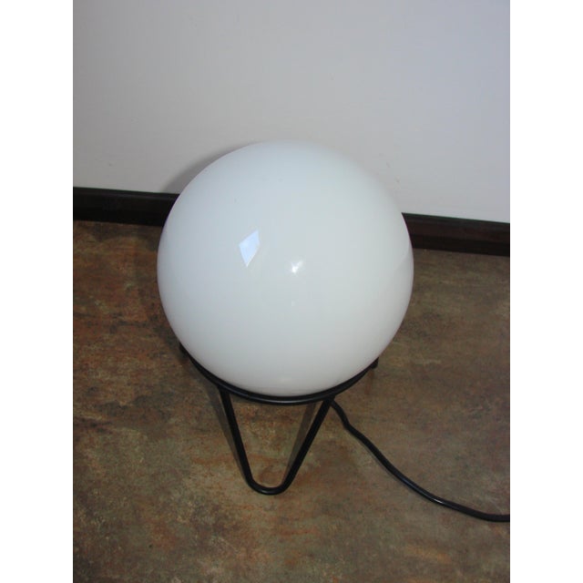 Vintage Metal and Frosted Glass Globe Lamp, 1980s For Sale - Image 6 of 8