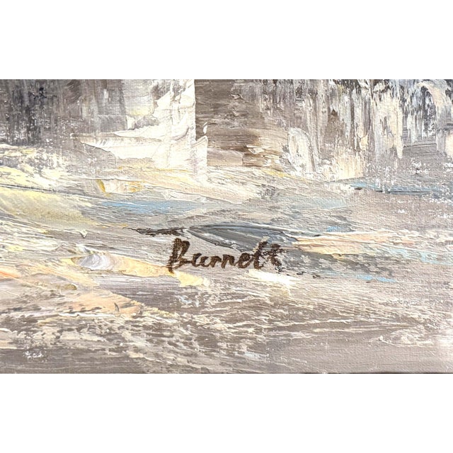 Sky Blue Set of Three Mid-Century Paris Street Scene Oil Paintings Signed Burnett For Sale - Image 8 of 14