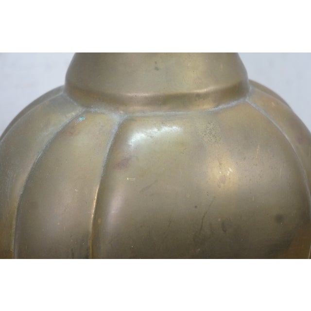 Large Mid Century Chinese Chinoiserie Brass Greek Key Mantel Vase Urn 16" For Sale - Image 13 of 13