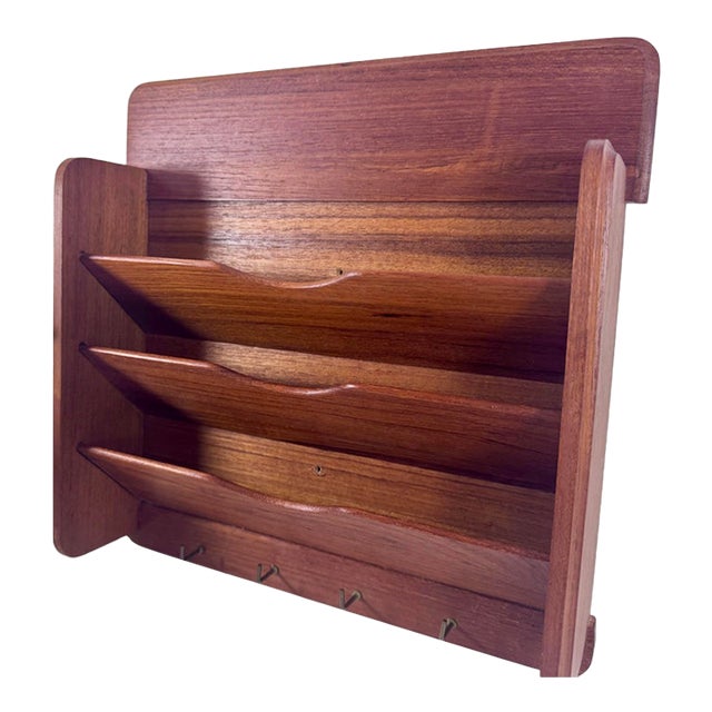Mid 20th Century Goodwood Teak Wall-Mounted Mail Organizer With Key Hooks For Sale
