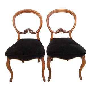 Set of 2 Antique Balloon Back Dining Chairs For Sale