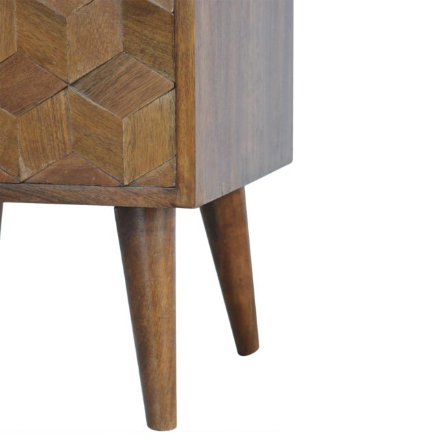 Carved Mango Wood Nightstand With Nordic Legs For Sale In Philadelphia - Image 6 of 7