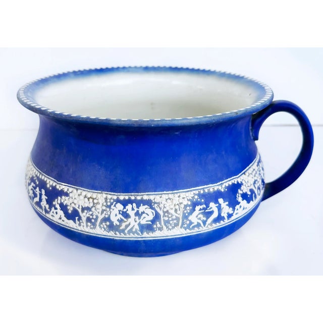 Blue Antique "Tams" Ware Jasperware Bowl Pitcher Set John Tams Ltd., Set of 4 For Sale - Image 8 of 12