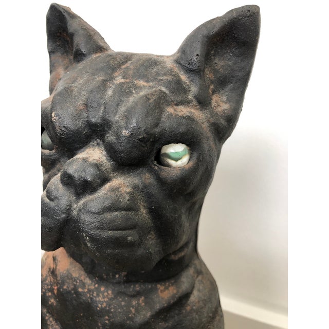 Early 20th Century Cast Iron French Bulldog Fireplace Andirons Set of